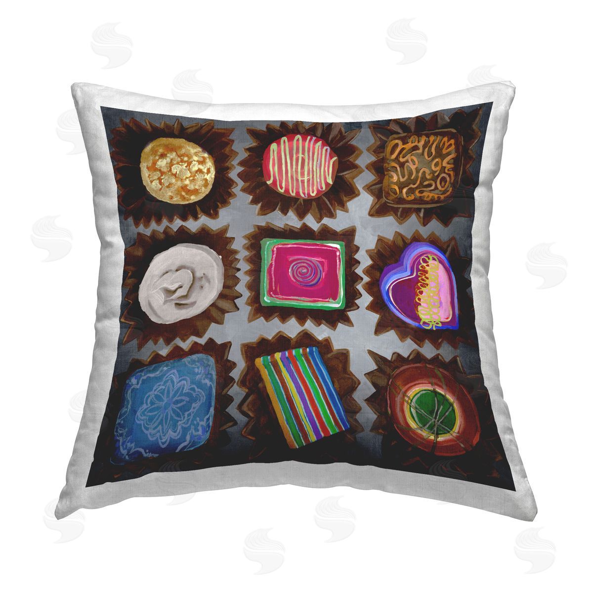 Liz Jardine Mixed Chocolate Pieces Printed Plush Polyester Throw Pillow