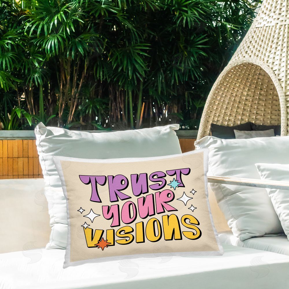 Ahmed Sameh Hussein Retro Trust Your Visions Outdoor Quick-Dry Polyester Printed Throw Pillow in Back Yard