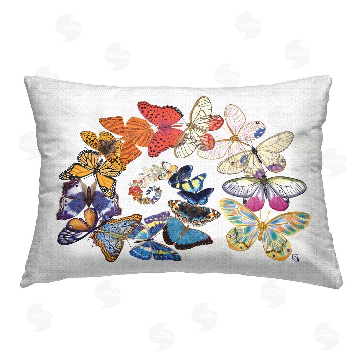 Ann Jasperson Flying Butterfly Spiral Outdoor Quick-Dry Polyester Printed Throw Pillow