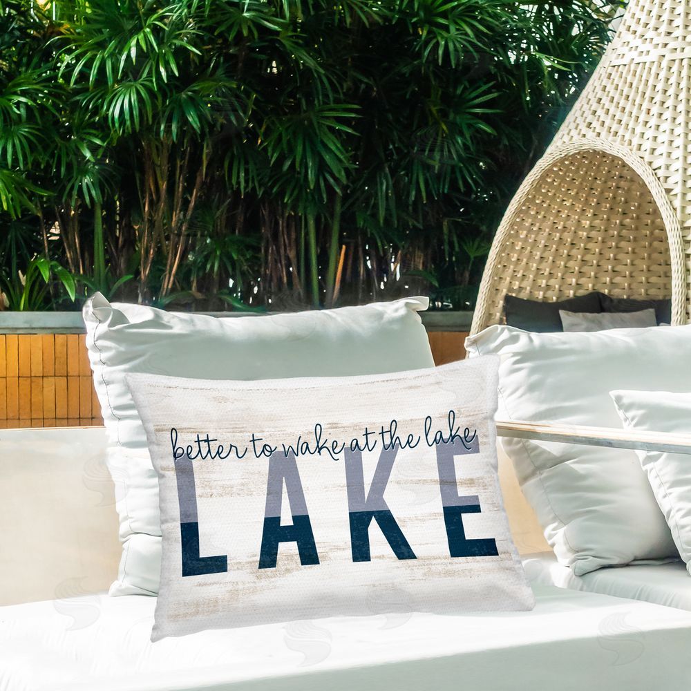 Kim Allen Wake at Lake Rustic Outdoor Quick-Dry Polyester Printed Throw Pillow in Back Yard