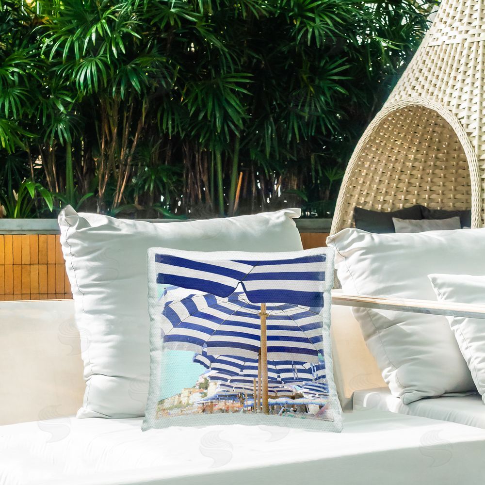 Charlie Carter Under Beach Umbrellas Outdoor Quick-Dry Polyester Printed Throw Pillow in Back Yard