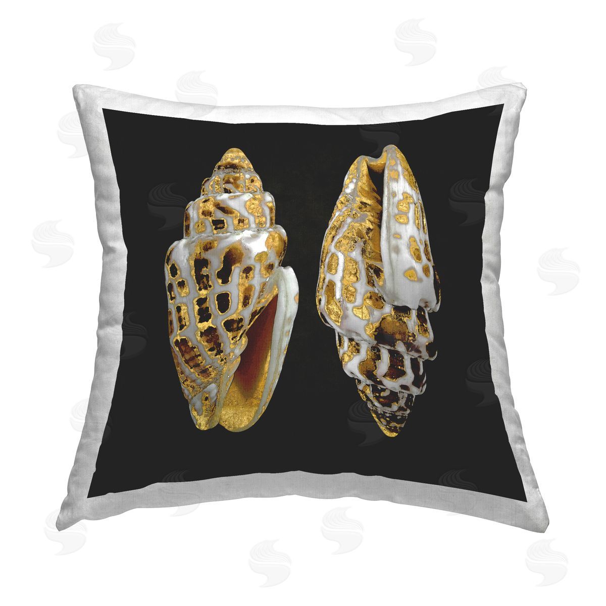 Caroline Kelly Spotted Cowrie Shells Printed Plush Polyester Throw Pillow