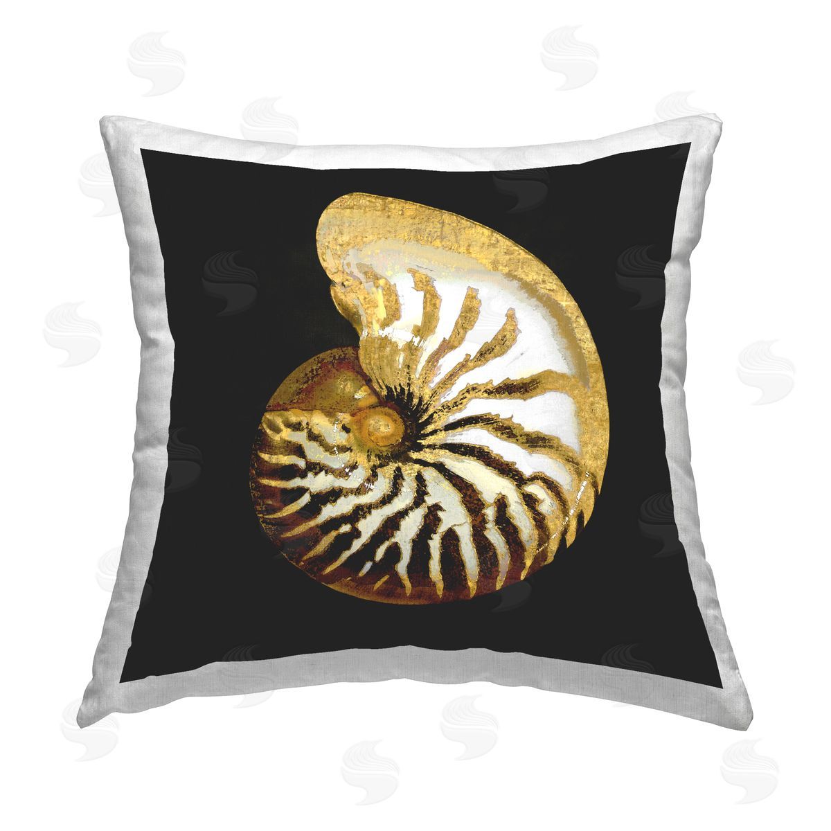 Caroline Kelly Spiral Patterned Shell Printed Plush Polyester Throw Pillow