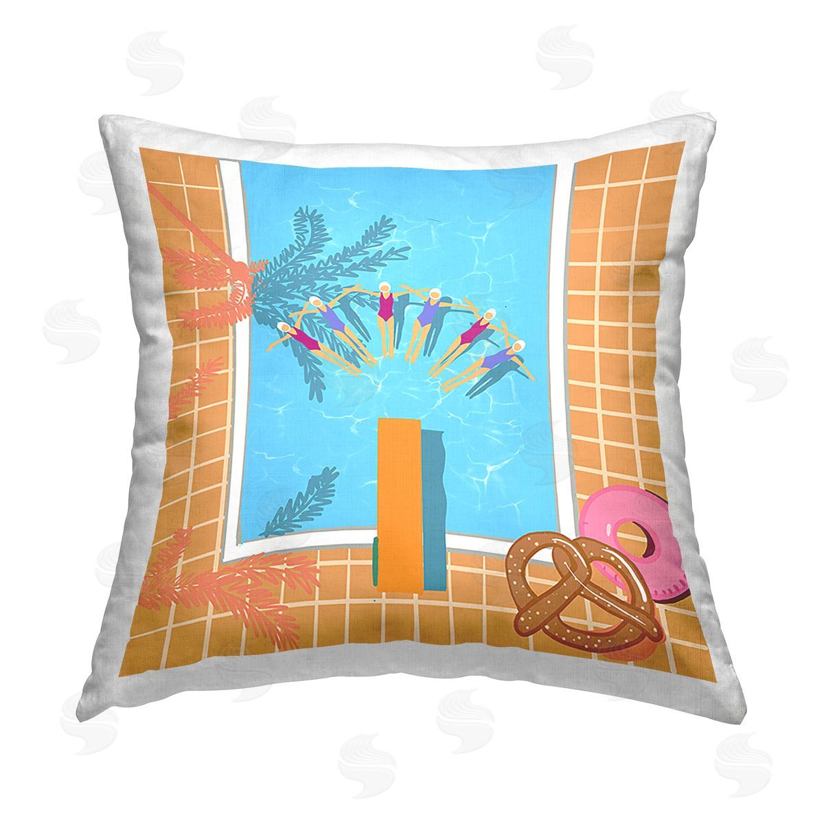 Ashley Singleton In Sync Pool Swimmers Printed Plush Polyester Throw Pillow