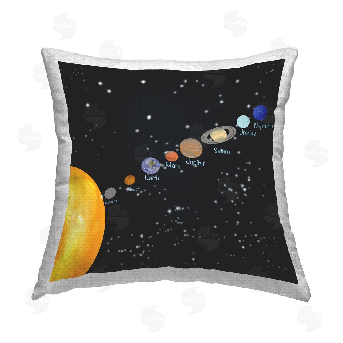 Ashley Singleton Solar System Planets Outdoor Quick-Dry Polyester Printed Throw Pillow