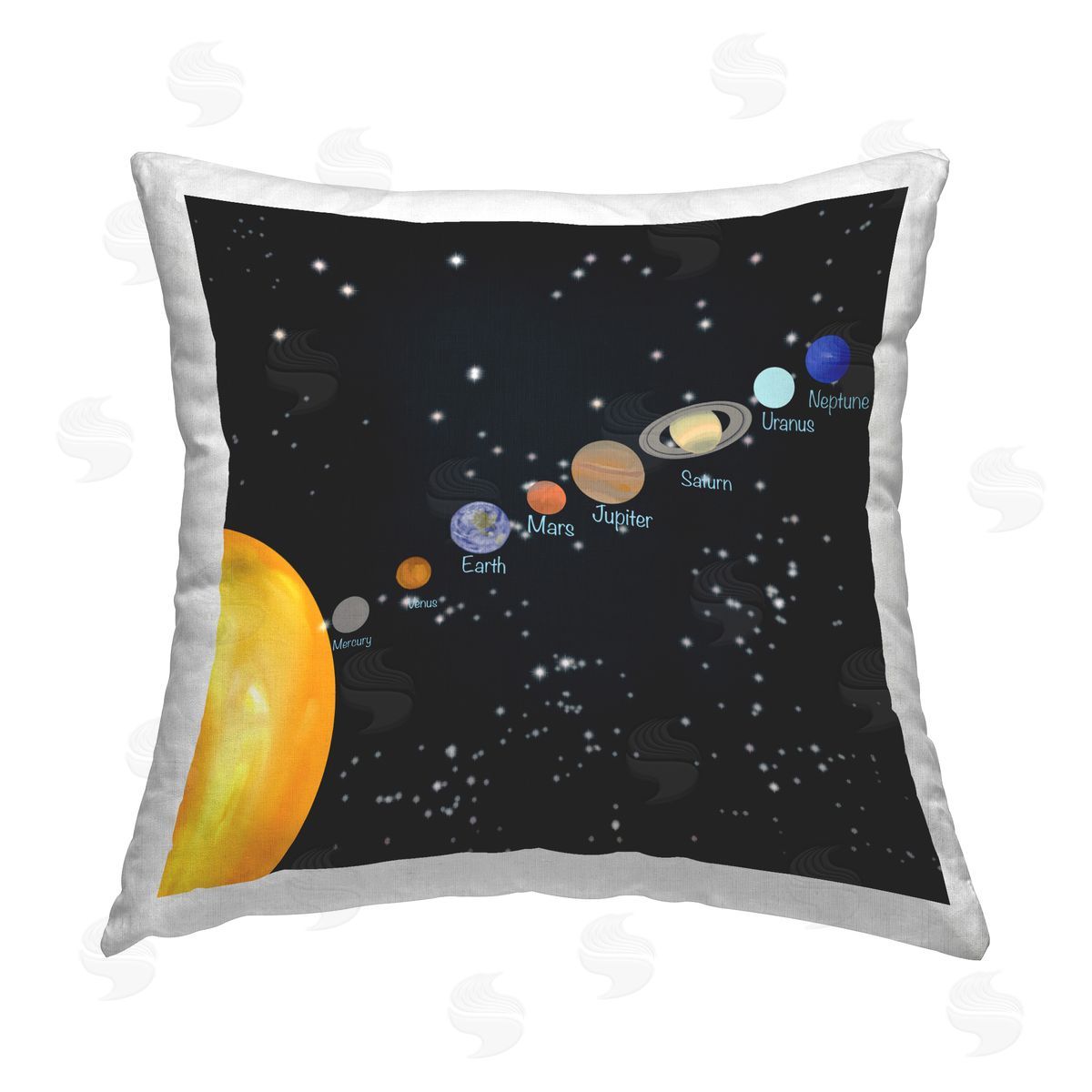 Ashley Singleton Solar System Planets Printed Plush Polyester Throw Pillow