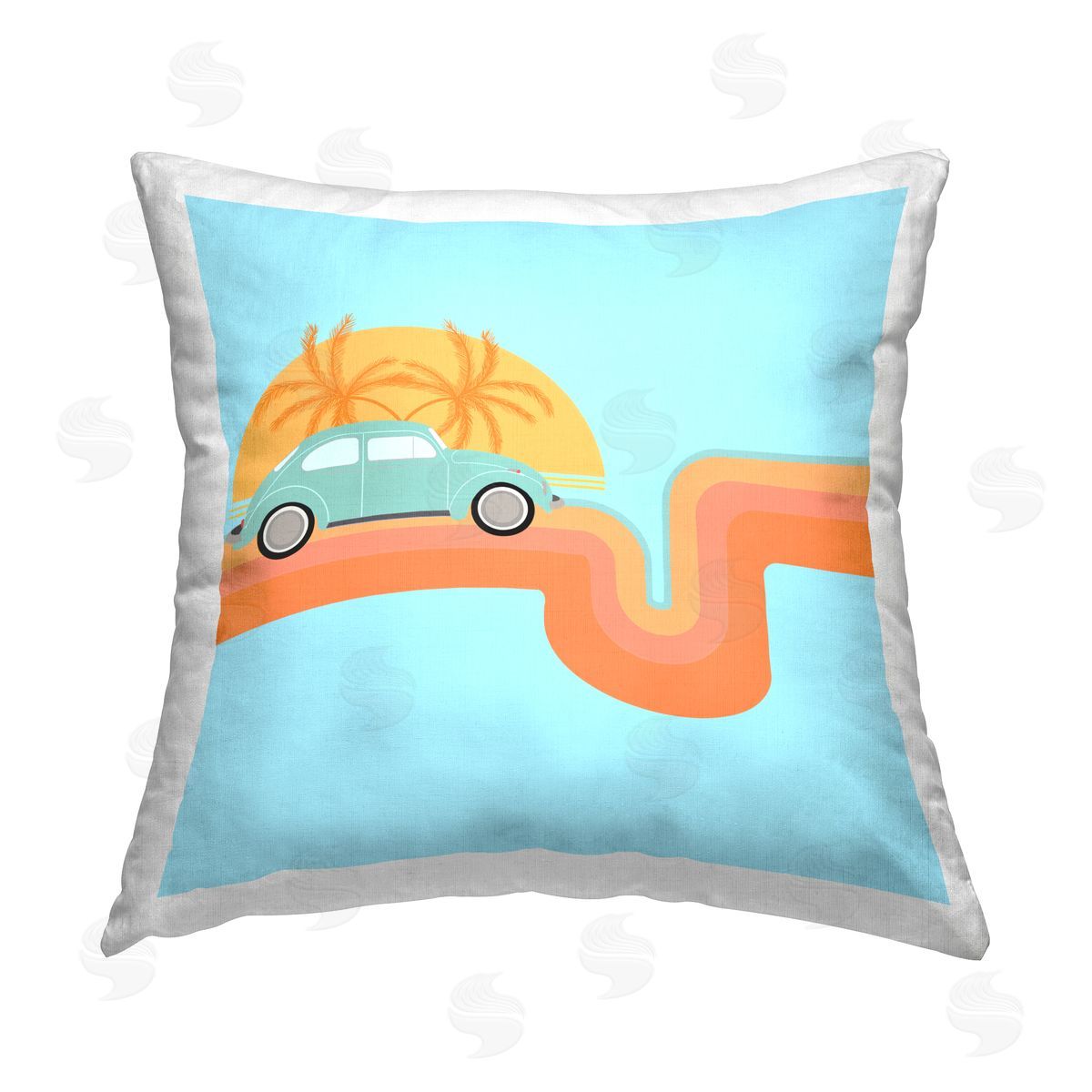 Ashley Singleton Retro Tropical Cruisin' Printed Plush Polyester Throw Pillow