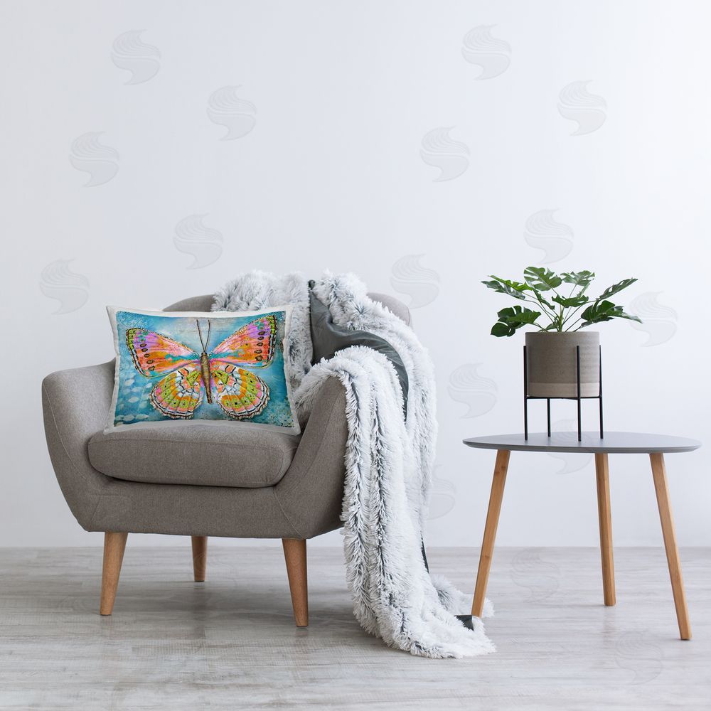 Jennifer Lambein Celebration Butterfly Wings Printed Plush Polyester Throw Pillow On Chair