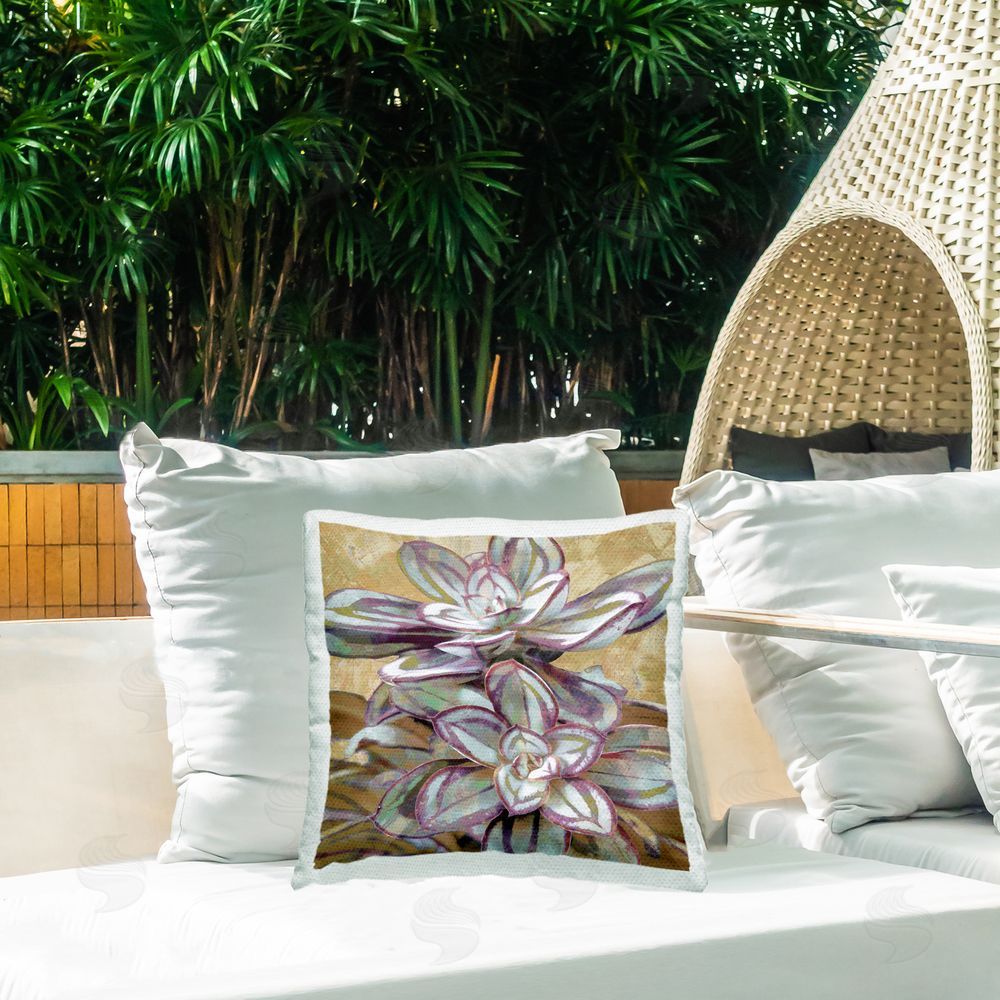 Lindsay Benson Rustic Desert Succulents Outdoor Quick-Dry Polyester Printed Throw Pillow in Back Yard