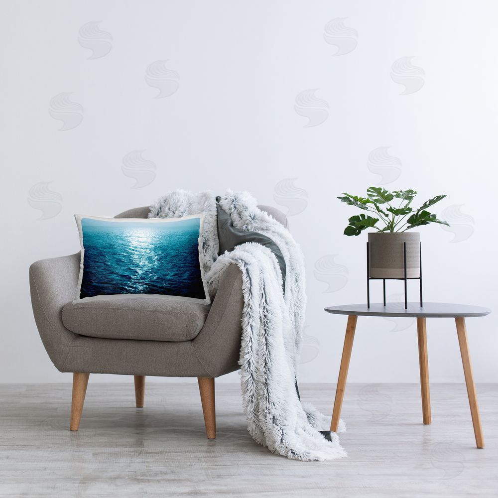 Maggie Olsen Sun Reflected Ocean Ripples Printed Plush Polyester Throw Pillow On Chair