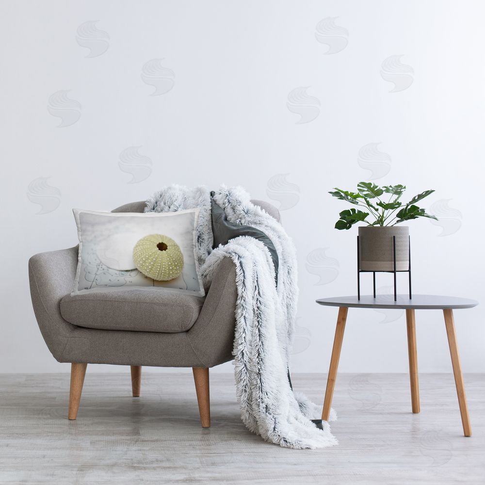 Savanah Plank Aquatic Sea Urchin Printed Plush Polyester Throw Pillow On Chair