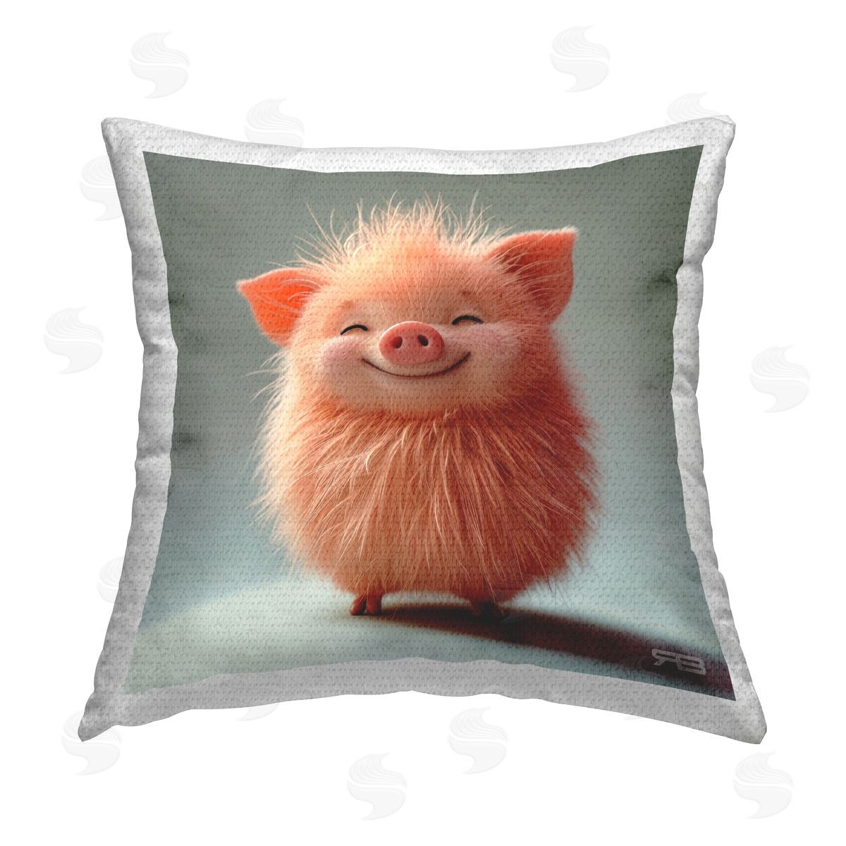 RB Smiling Fluffy Piglet Outdoor Quick-Dry Polyester Printed Throw Pillow