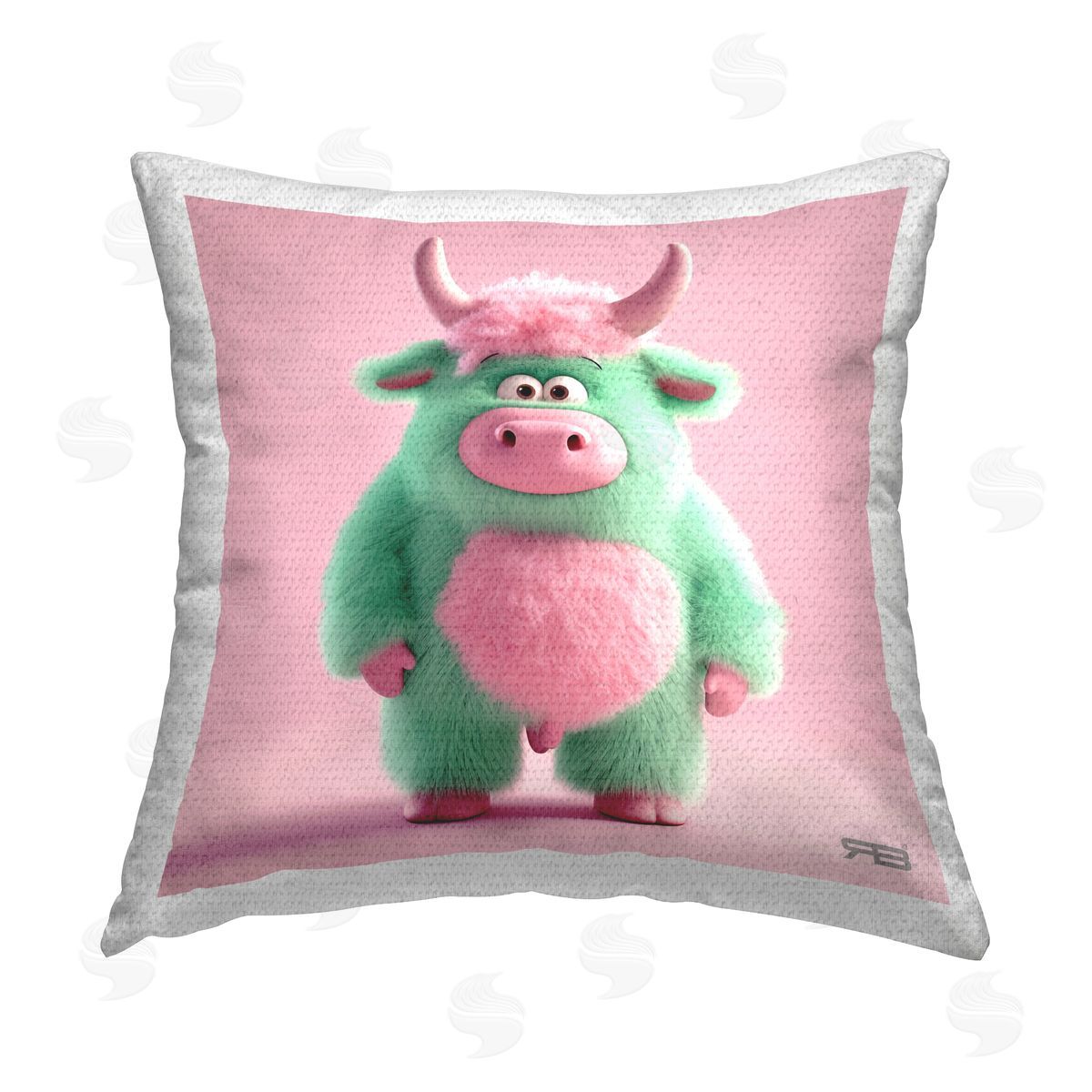 RB Silly Green Cow Outdoor Quick-Dry Polyester Printed Throw Pillow