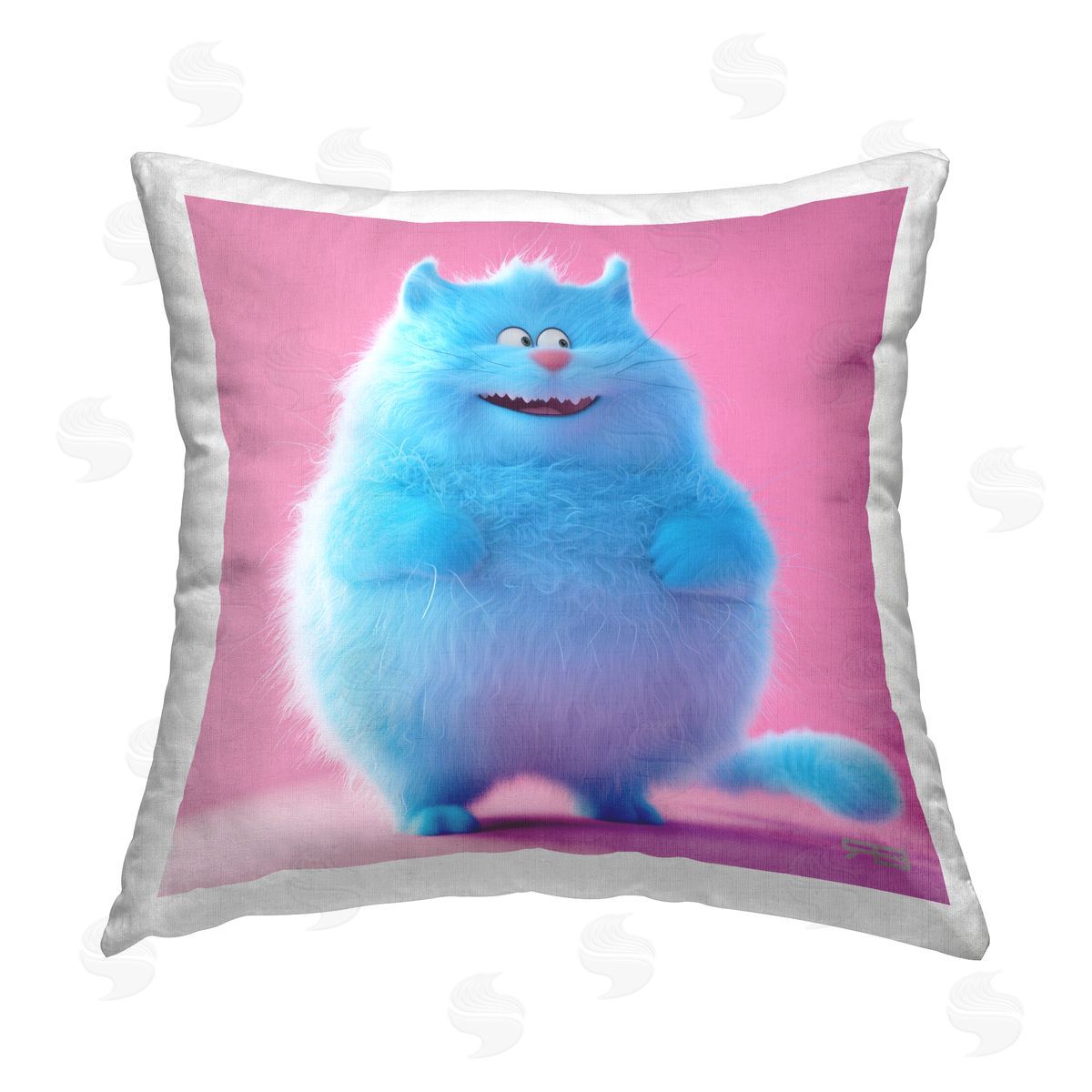 RB Funny Blue Cat Printed Plush Polyester Throw Pillow