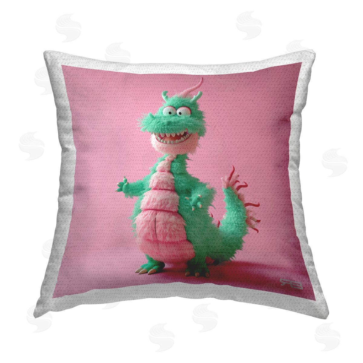 RB Happy Green Dragon Outdoor Quick-Dry Polyester Printed Throw Pillow