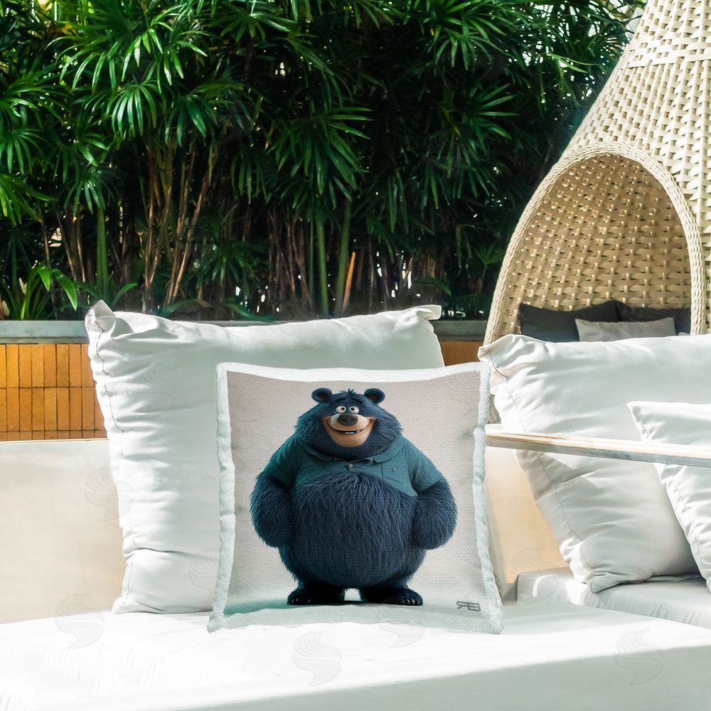 RB Black Bear with Shirt Outdoor Quick-Dry Polyester Printed Throw Pillow in Back Yard