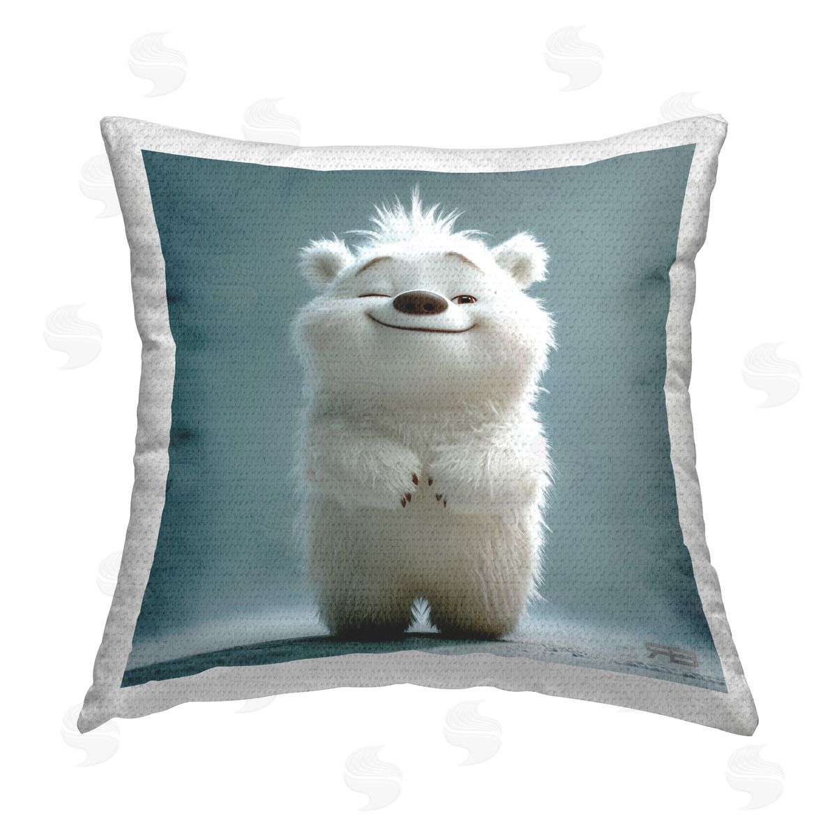 RB Smiling Polar Bear Cub Outdoor Quick-Dry Polyester Printed Throw Pillow