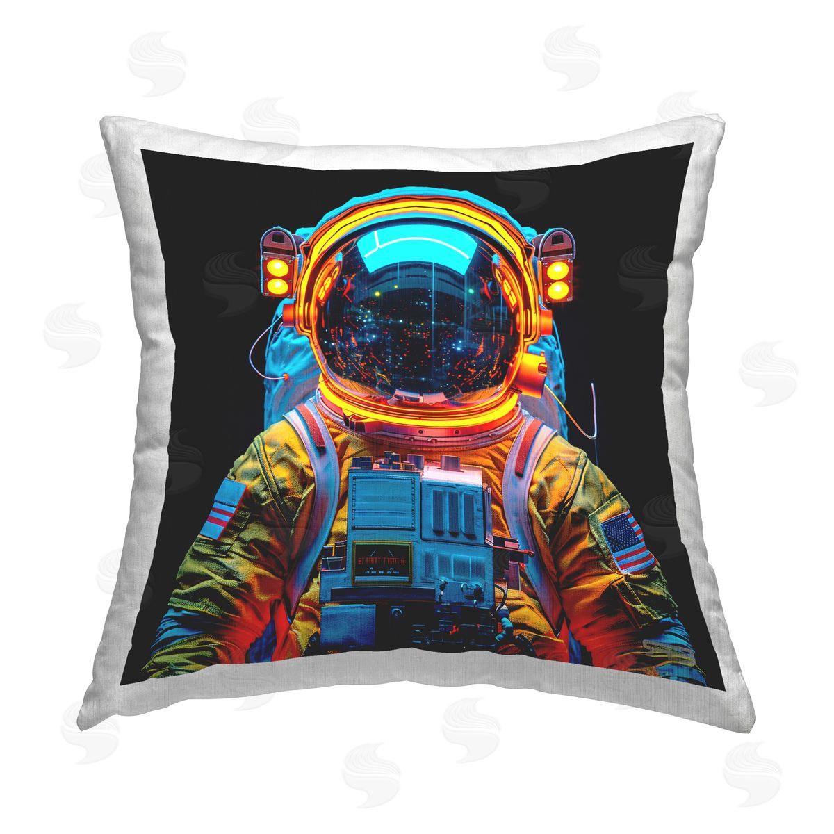 RB Astronaut with Reflective Helmet Printed Plush Polyester Throw Pillow