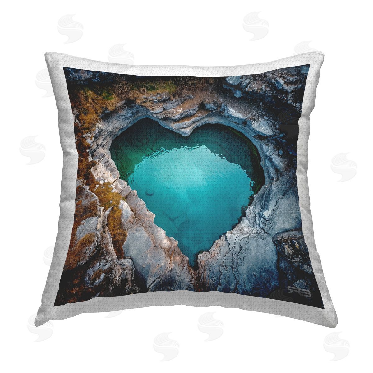 RB Heart Shaped Natural Pool Outdoor Quick-Dry Polyester Printed Throw Pillow