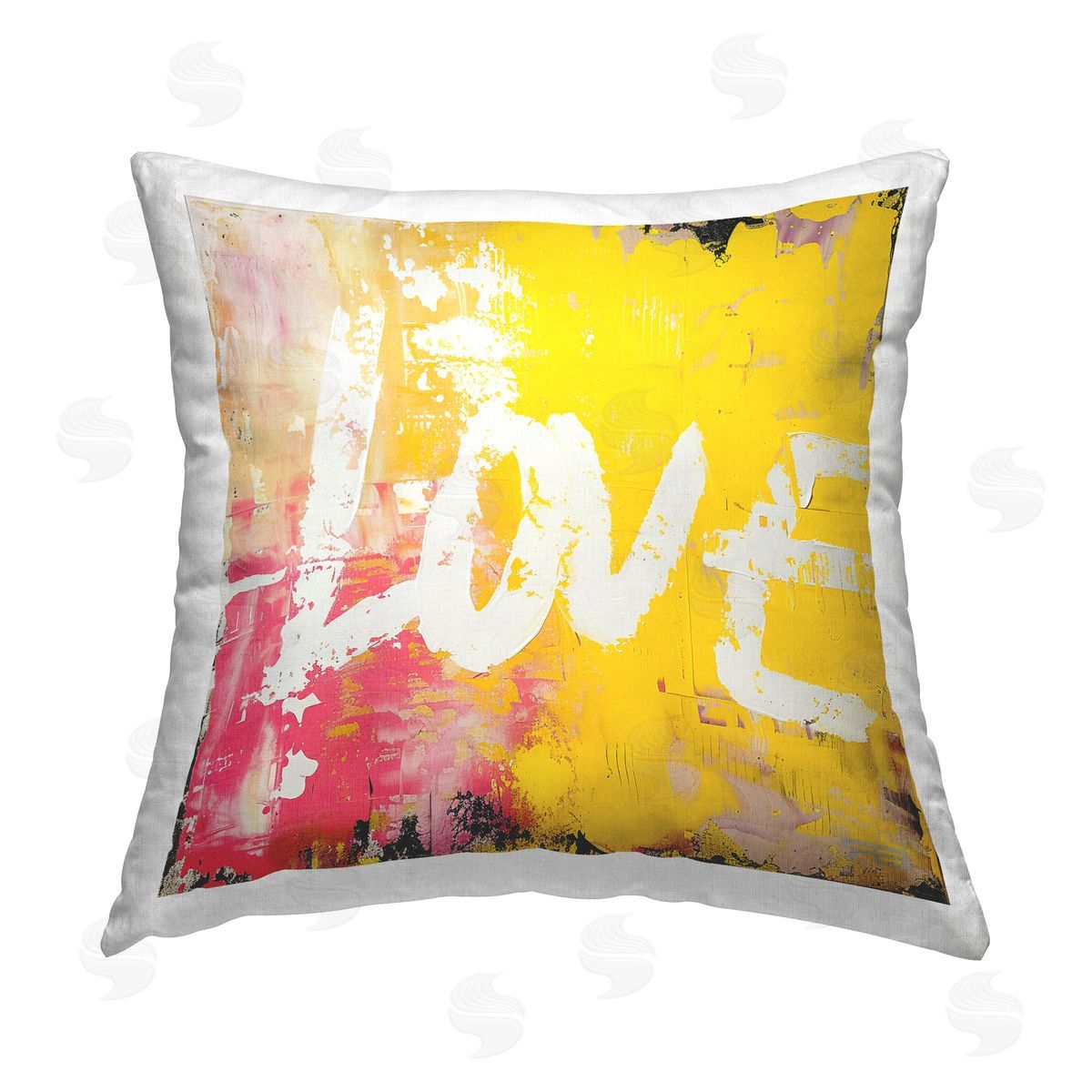 RB Urban Love Paint Style Printed Plush Polyester Throw Pillow