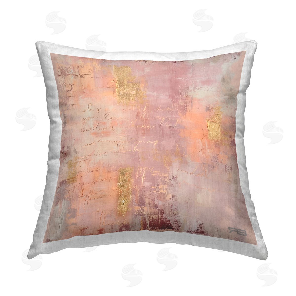 RB Composition with Glam Script Printed Plush Polyester Throw Pillow