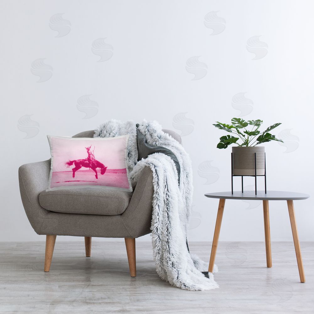 Stupell Studio Pink Galloping Cowgirl Printed Plush Polyester Throw Pillow On Chair