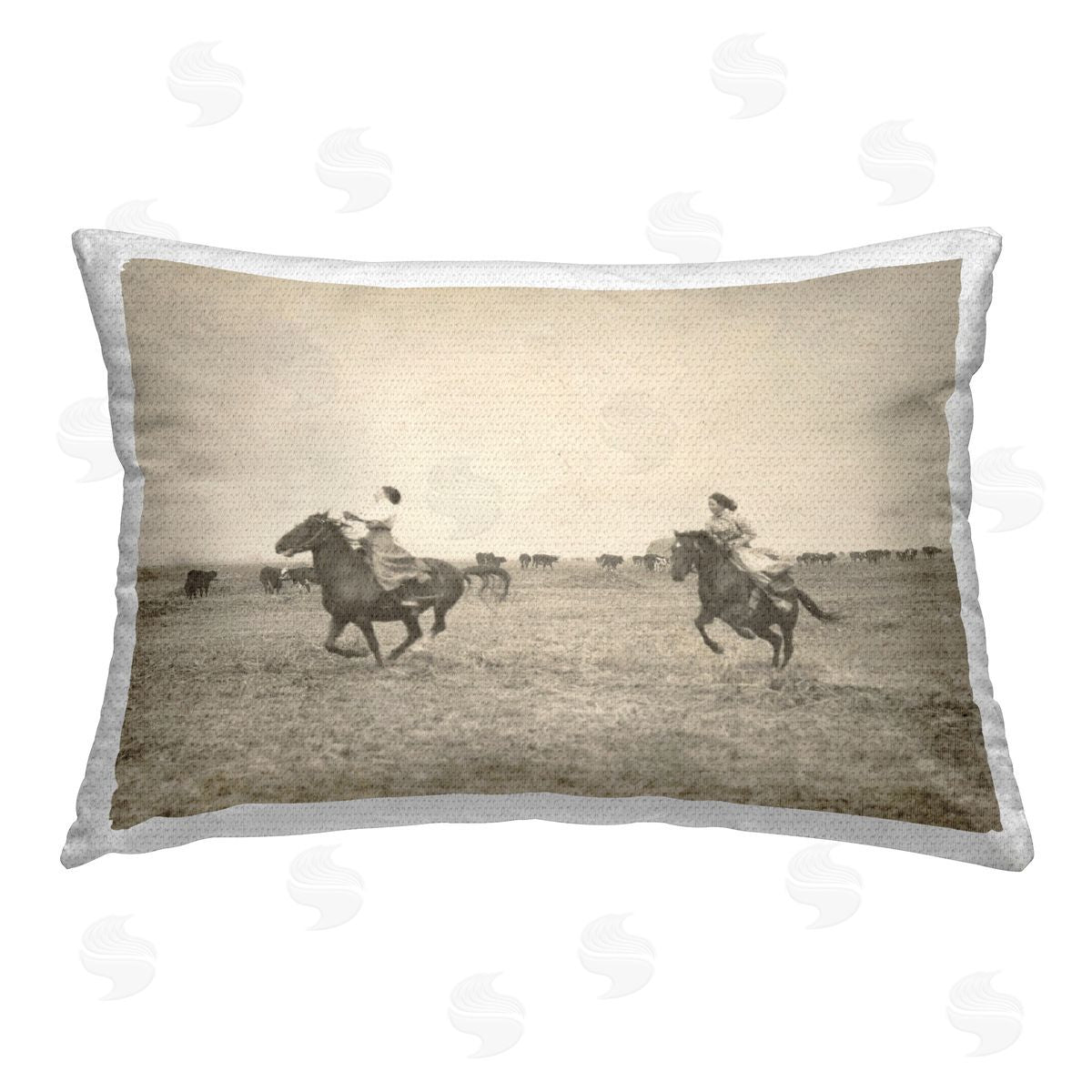 Stupell Studio Galloping Cowgirl Friends Outdoor Quick-Dry Polyester Printed Throw Pillow
