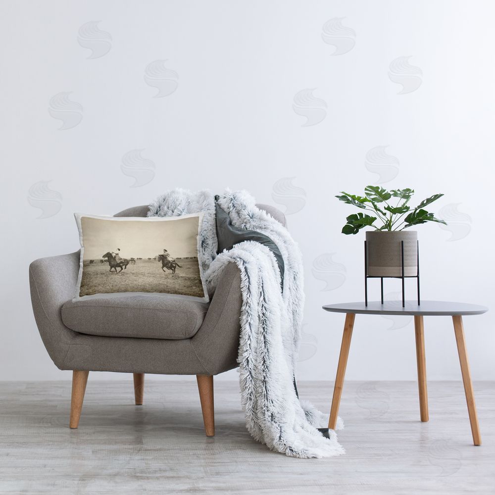 Stupell Studio Galloping Cowgirl Friends Printed Plush Polyester Throw Pillow On Chair
