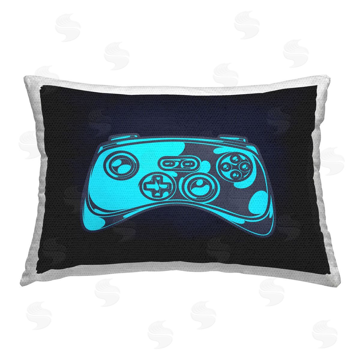 Stupell Studio Gaming Controller on Black Outdoor Quick-Dry Polyester Printed Throw Pillow