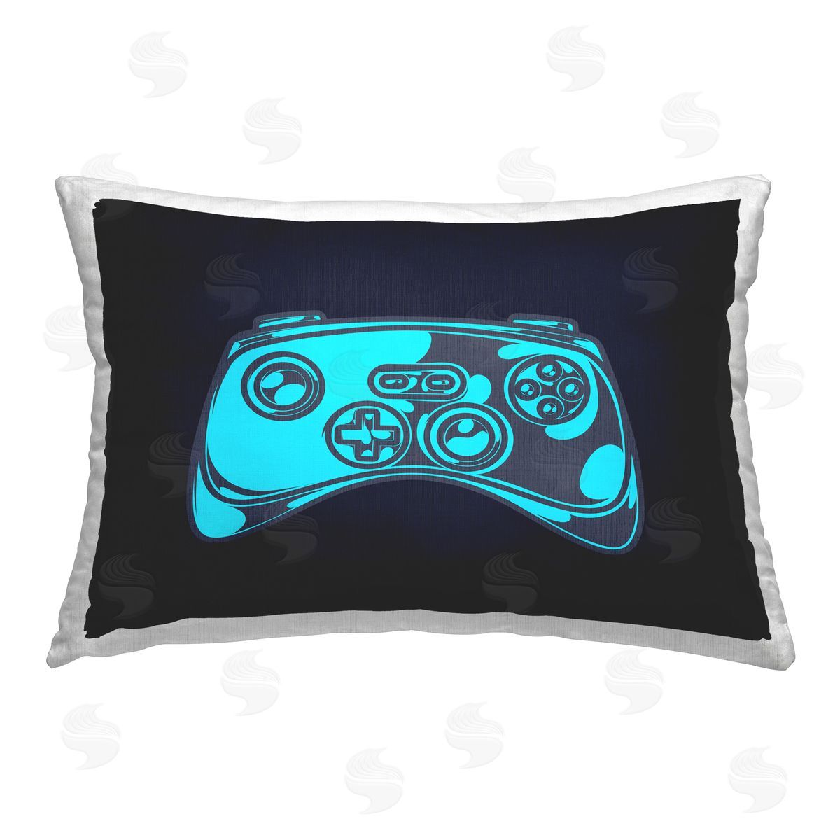 Stupell Studio Gaming Controller on Black Printed Plush Polyester Throw Pillow