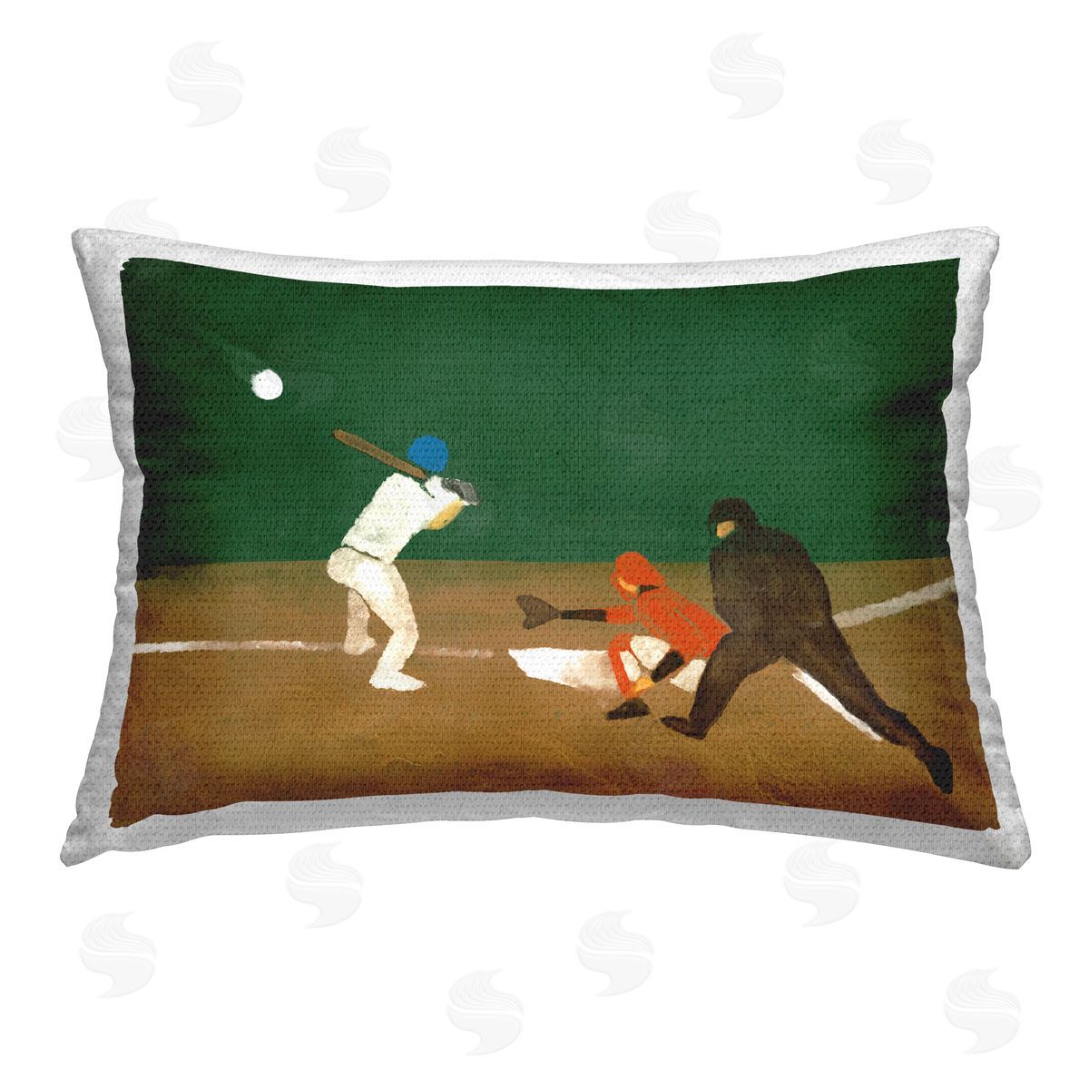 Stupell Studio Batting Baseball Players Outdoor Quick-Dry Polyester Printed Throw Pillow