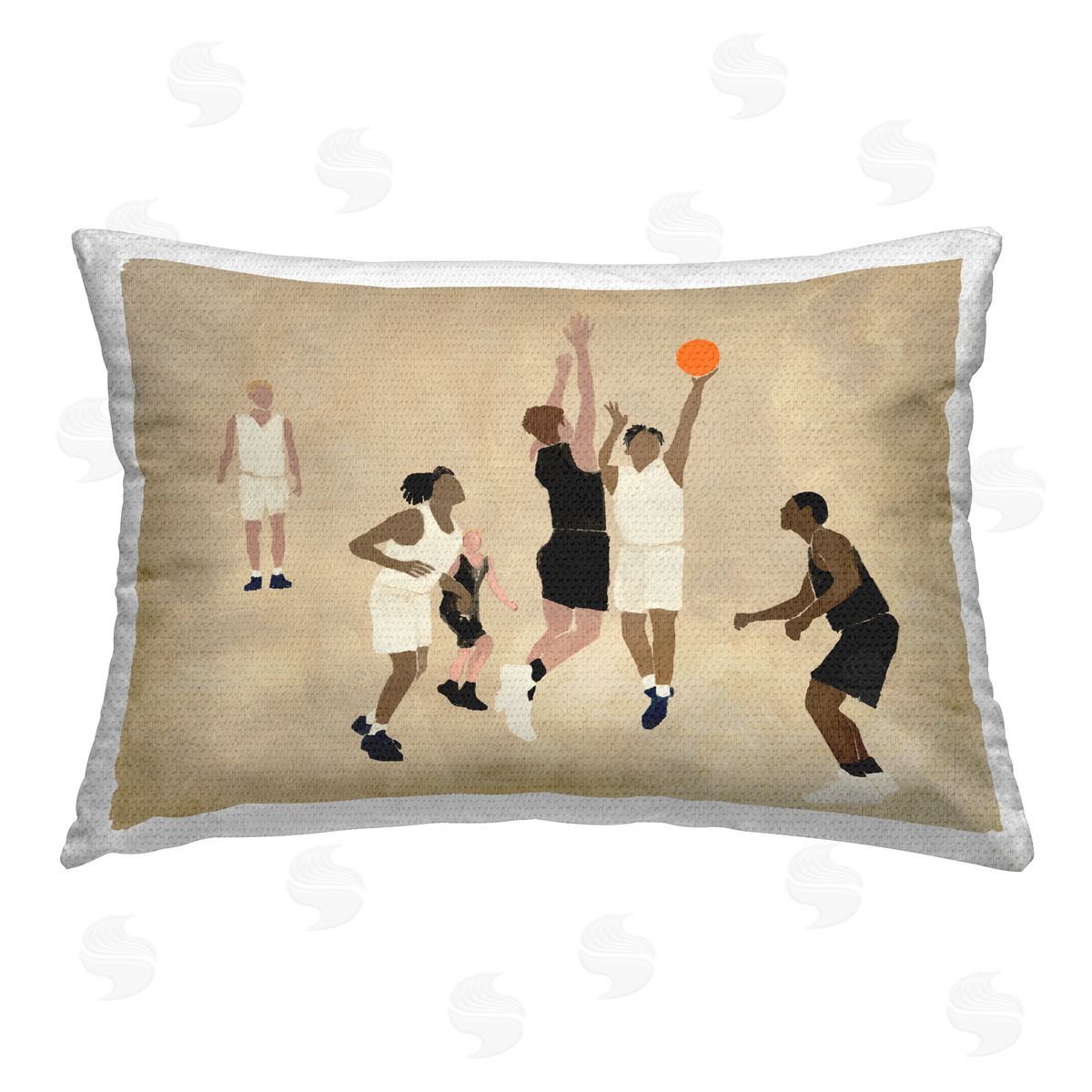 Stupell Studio Athletes Playing Basketball Outdoor Quick-Dry Polyester Printed Throw Pillow
