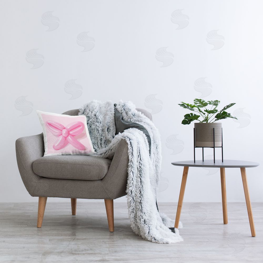 Stupell Studio Pink Balloon Bow Printed Plush Polyester Throw Pillow On Chair