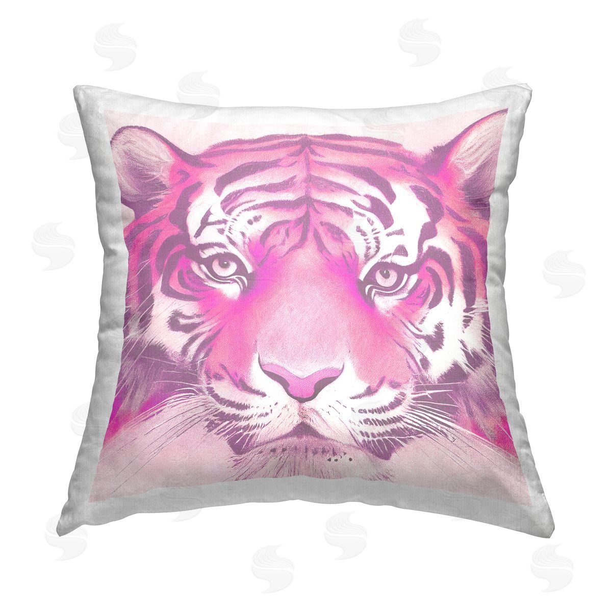 Stupell Studio Pink Tiger Face Printed Plush Polyester Throw Pillow