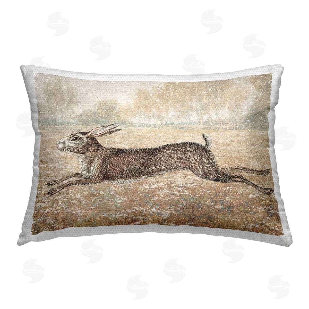 Traditional Jumping Hare Outdoor Printed Pillow, Home Decor by Stupell Studio