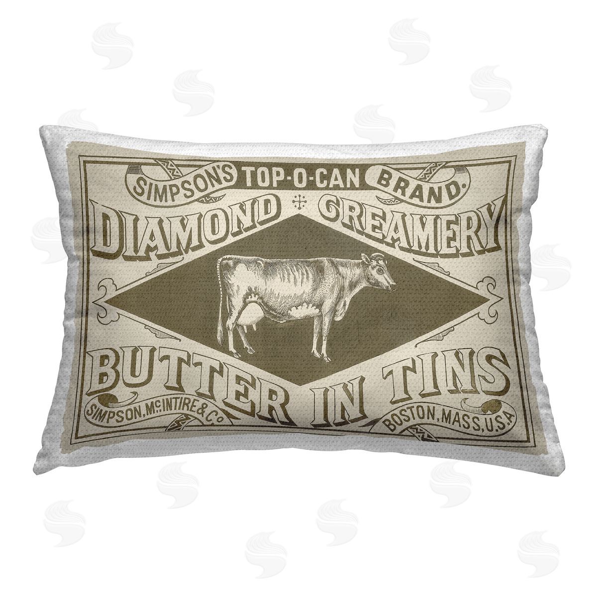 Stupell Studio Vintage Creamery Advertisement Outdoor Quick-Dry Polyester Printed Throw Pillow