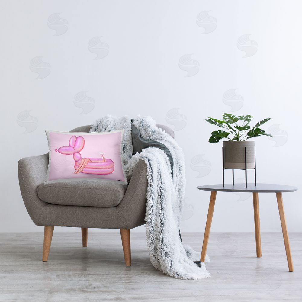 Ziwei Li Balloon Swimming Pool  Printed Plush Polyester Throw Pillow On Chair