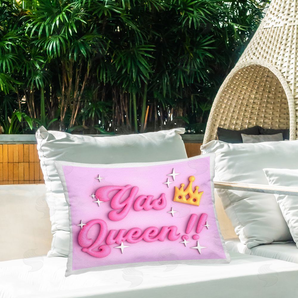Ziwei Li Glam Yas Queen Outdoor Quick-Dry Polyester Printed Throw Pillow in Back Yard