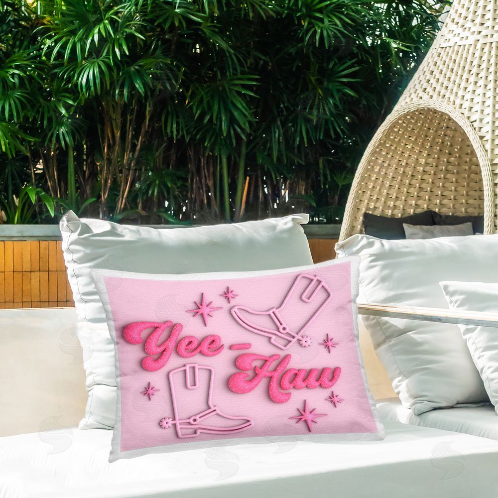 Ziwei Li Glam Yee-Haw & Boots Outdoor Quick-Dry Polyester Printed Throw Pillow in Back Yard