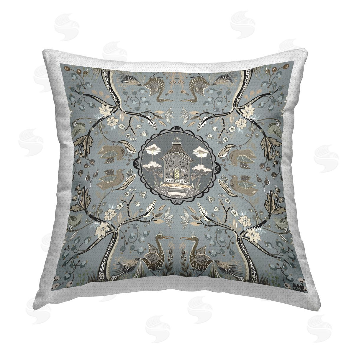 Ani Del Sol Asian Inspired Garden Outdoor Quick-Dry Polyester Printed Throw Pillow