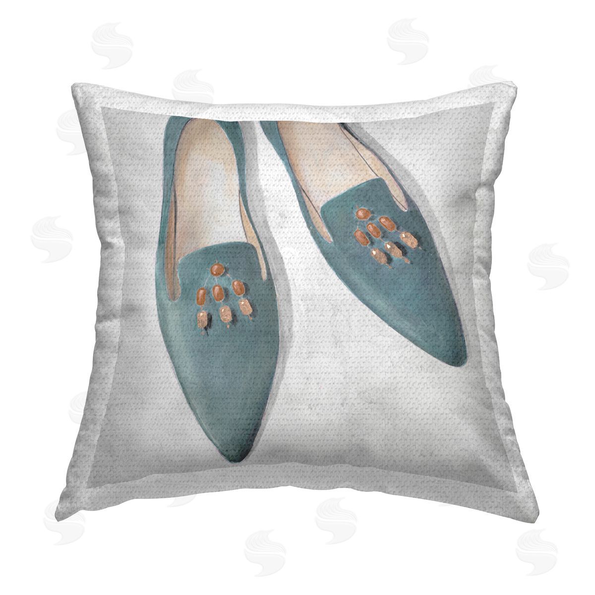 Lorenzo Collective Blue Flats with Beads Outdoor Quick-Dry Polyester Printed Throw Pillow