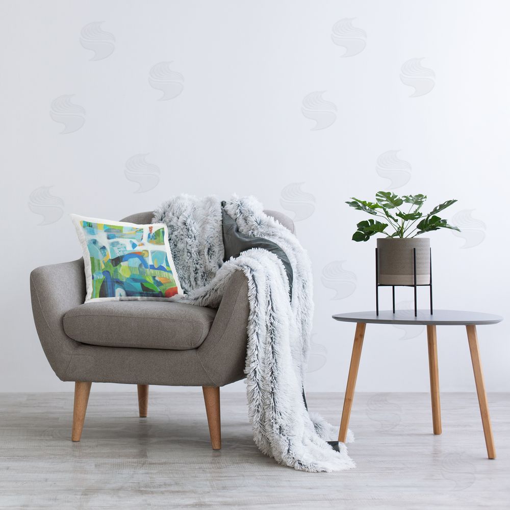 Jill Martin Restless Bright Shapes Printed Plush Polyester Throw Pillow On Chair