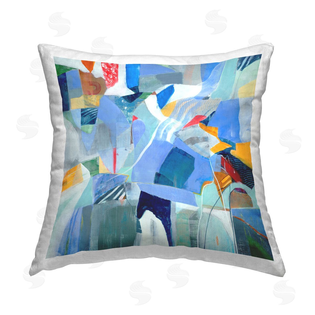 Jill Martin Chaotic Blue Composition Printed Plush Polyester Throw Pillow