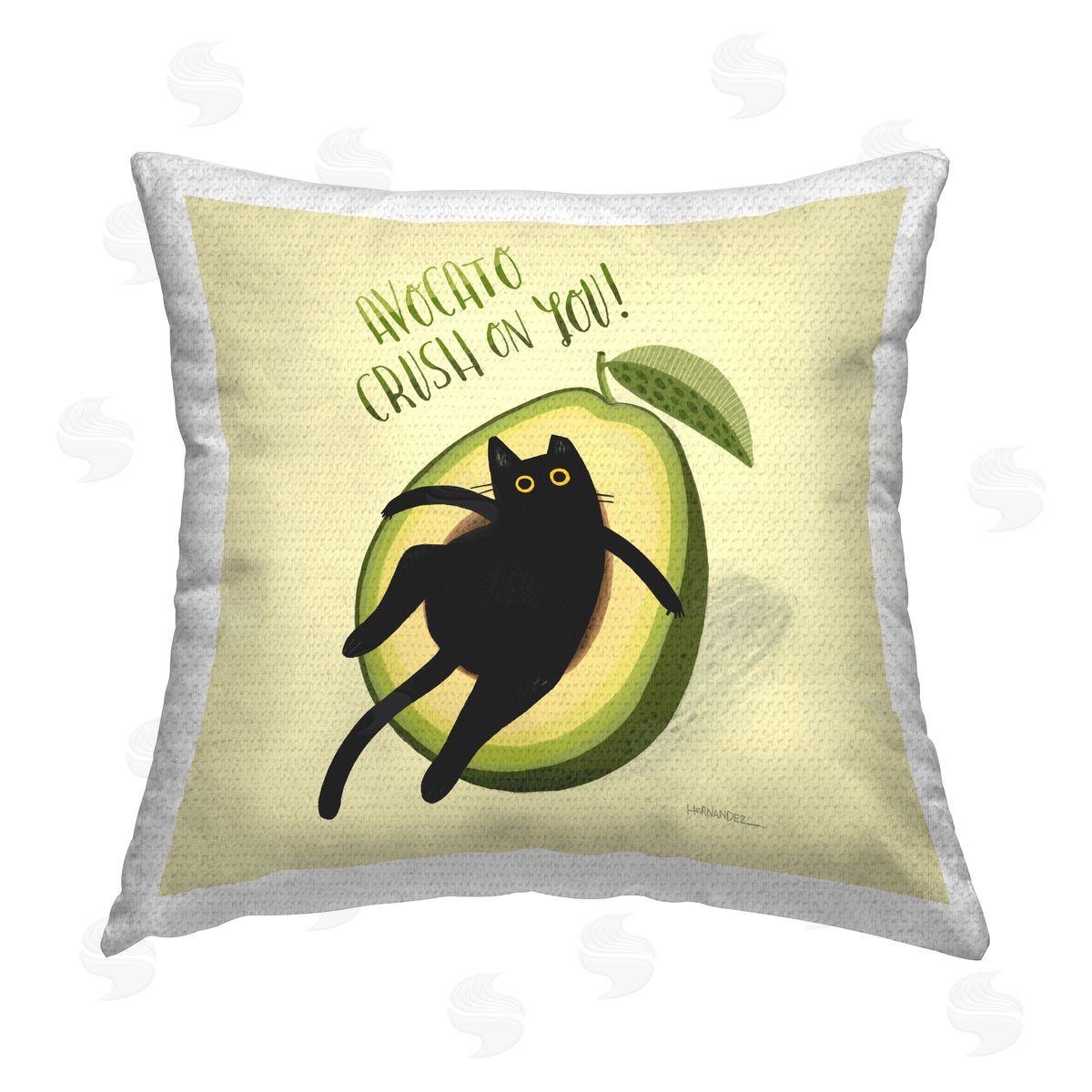Leeza Hernandez Avocato Crush on You Outdoor Quick-Dry Polyester Printed Throw Pillow