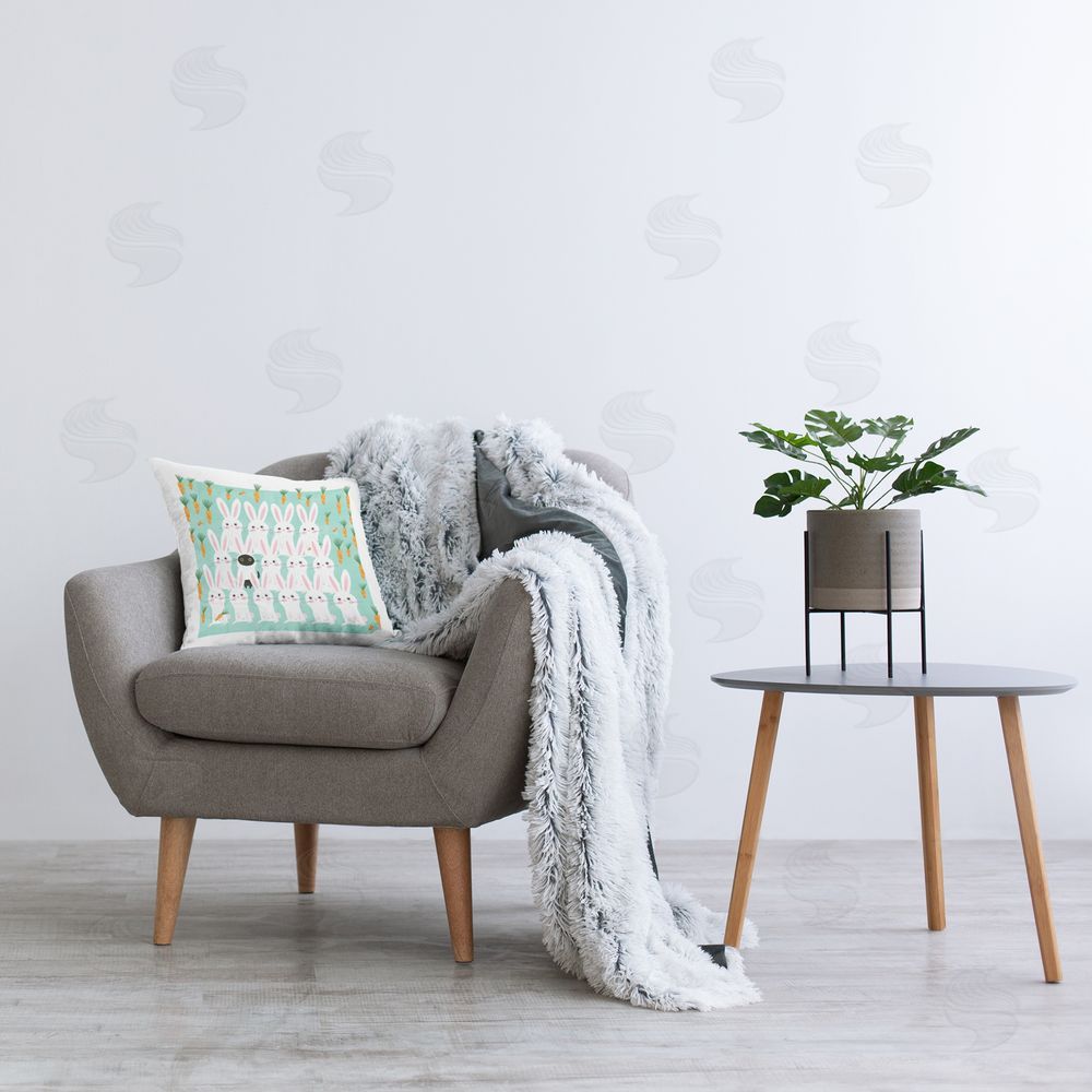 Leeza Hernandez Cat Mixed with Bunnies Printed Plush Polyester Throw Pillow On Chair