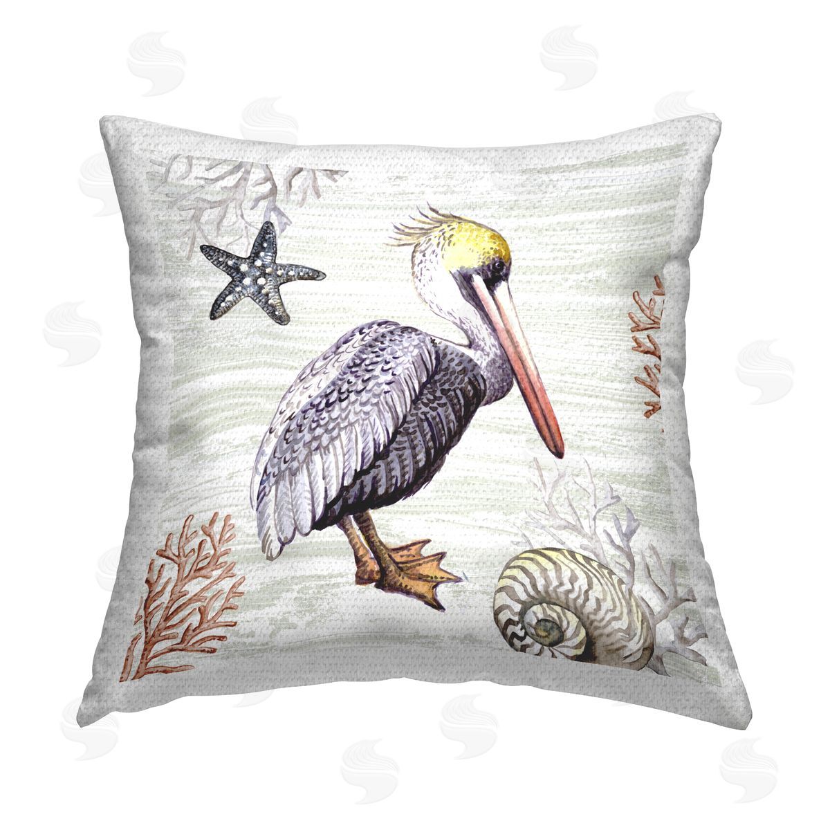 Elena Vladykina Beach Bird Pelican Outdoor Quick-Dry Polyester Printed Throw Pillow