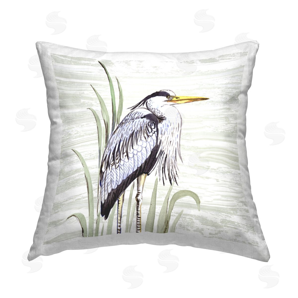 Elena Vladykina Beach Bird Elegant Heron Printed Plush Polyester Throw Pillow