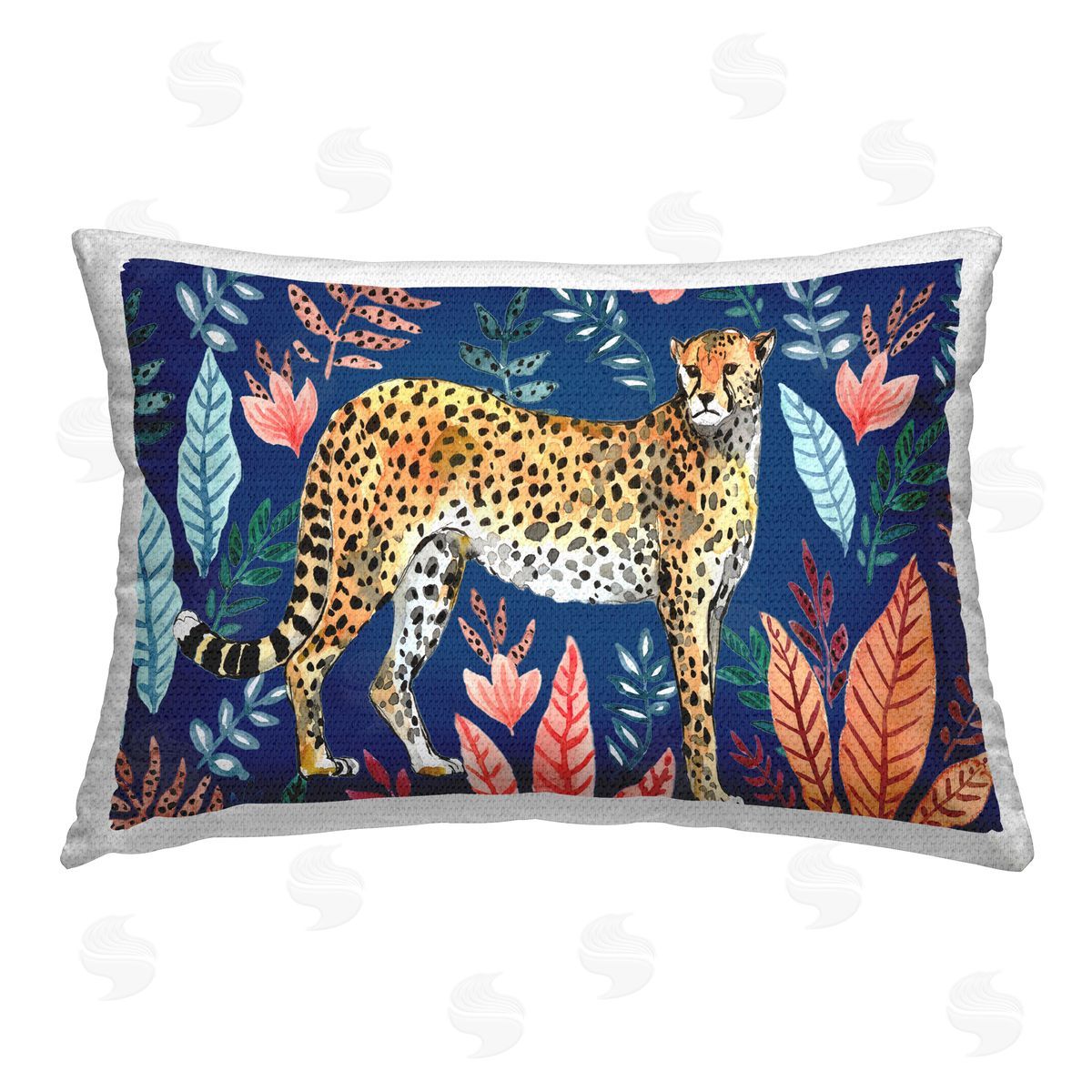 Jungle Plants & Cheetah Outdoor Printed Pillow, Home Decor by Elena Vladykina