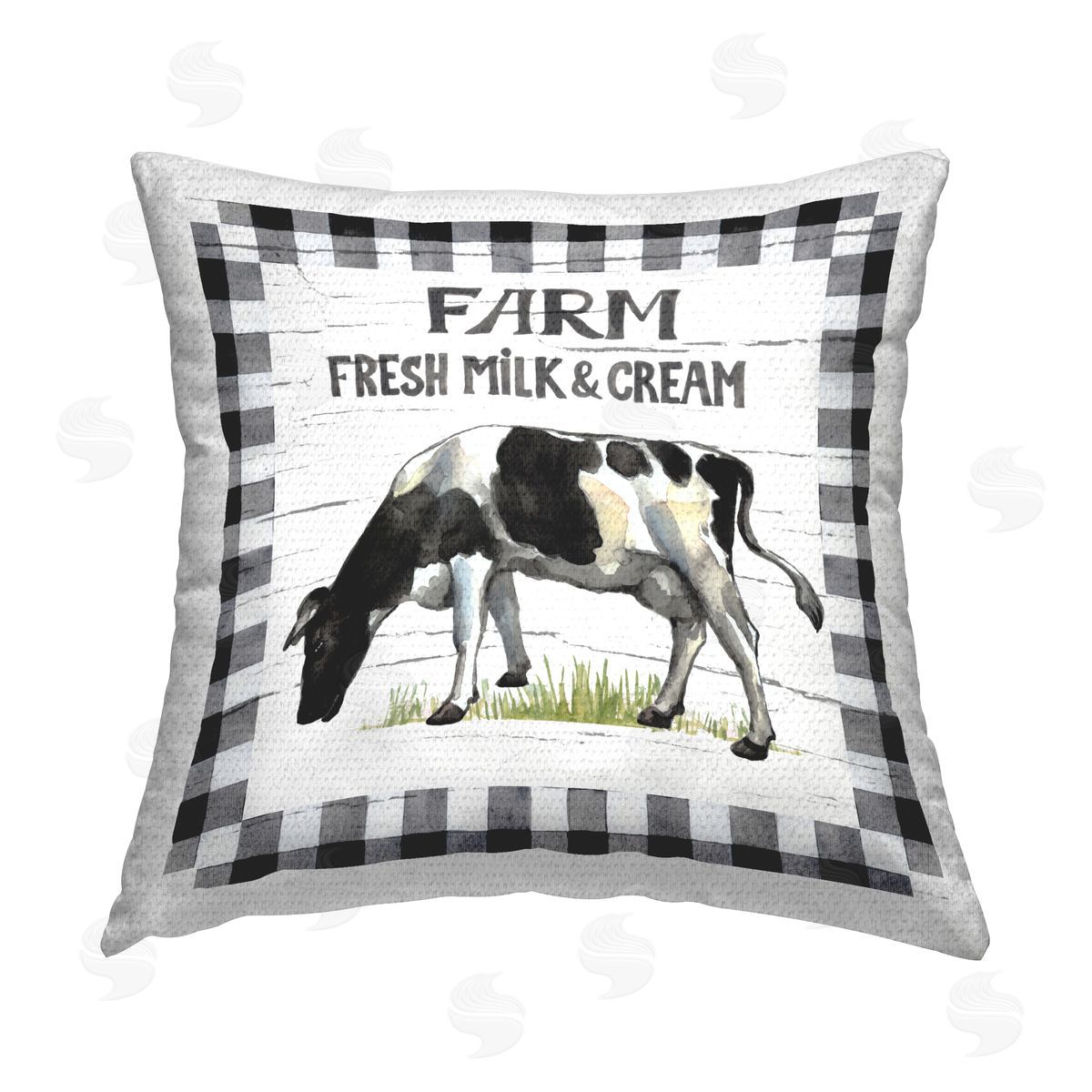 Elena Vladykina Spring Cow with Border Outdoor Quick-Dry Polyester Printed Throw Pillow