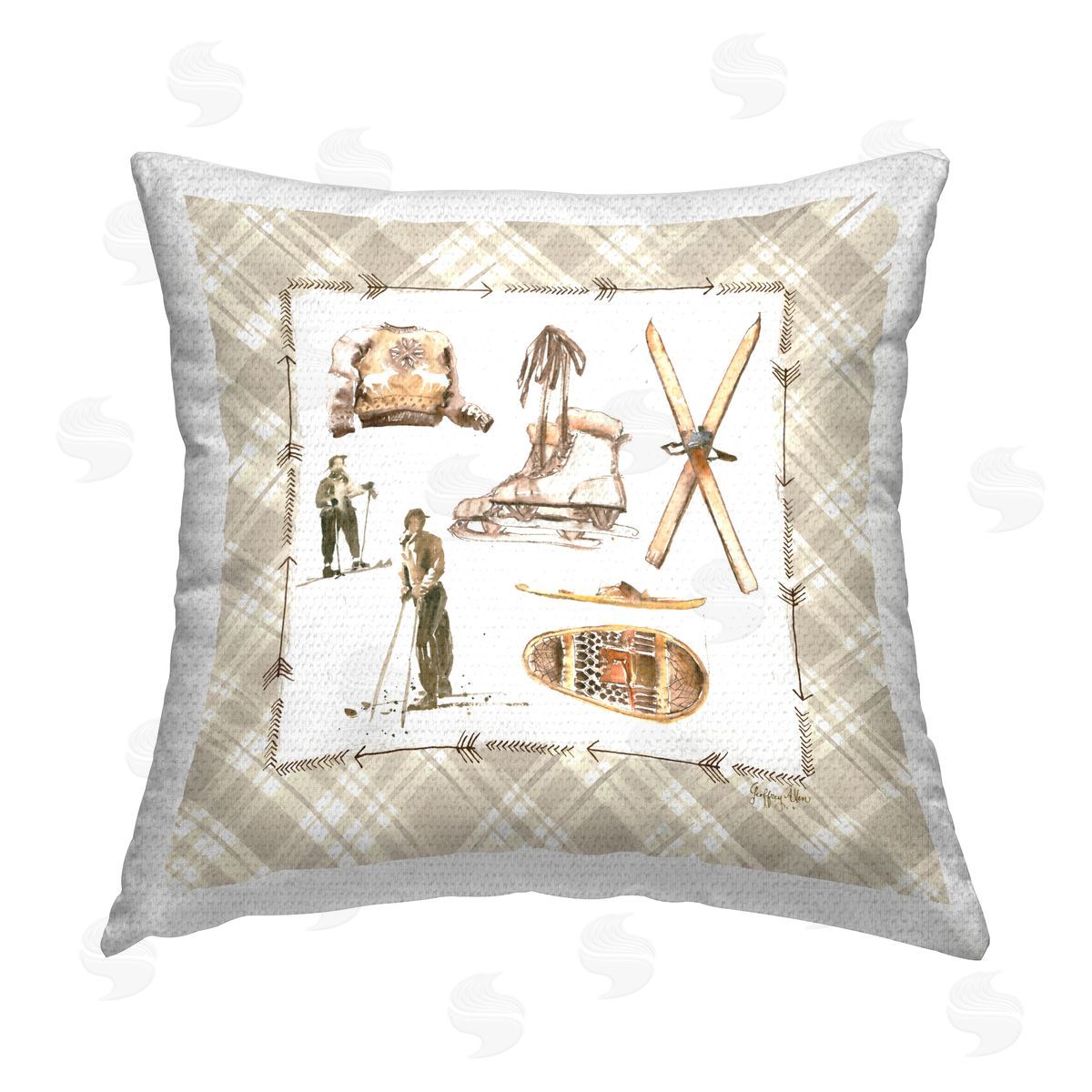 Geoff Allen Winter Skiing Sports Outdoor Quick-Dry Polyester Printed Throw Pillow